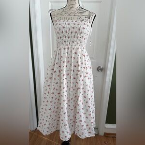 Forever 21 White and Red Floral Midi Dress